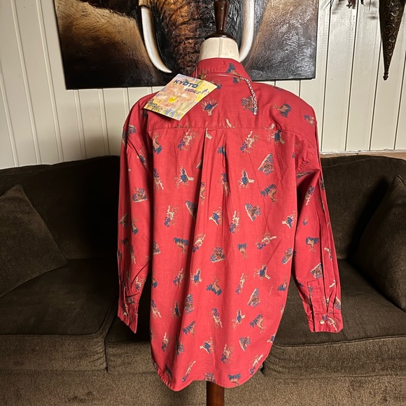 Kyoto Kasuals • Vtg • Large • New • Red • Blouse • Deer/ Bird/ Owl Design - Picture 6 of 15